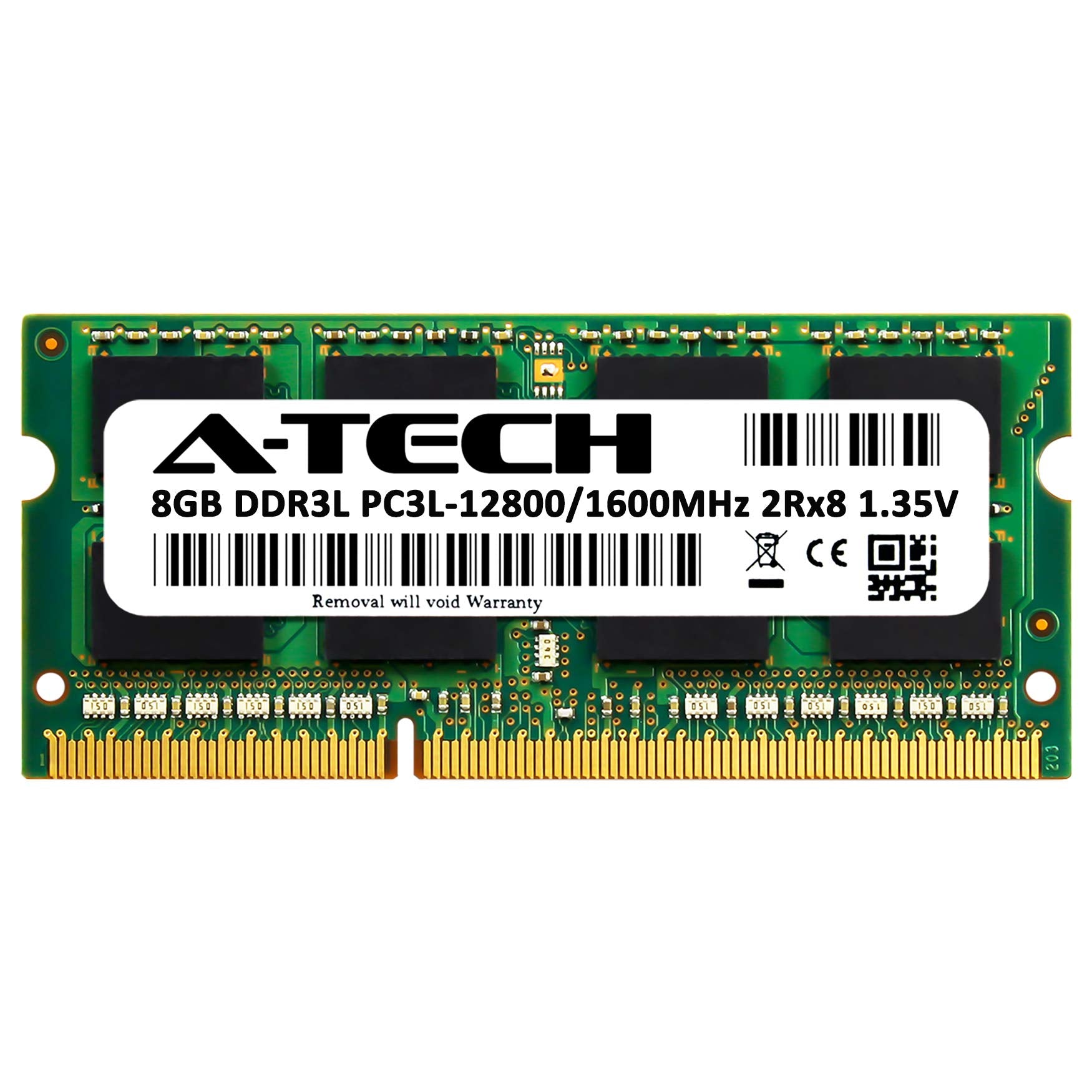 A-Tech 8GB DDR3/DDR3L 1600MHz Laptop RAM, PC3L-12800 CL11 SODIMM, 204-Pin Non-ECC Memory Module, Mult